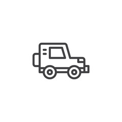 Four wheel drive car outline icon. linear style sign for mobile concept and web design. Off road car simple line vector icon. Symbol, logo illustration. Pixel perfect vector graphics