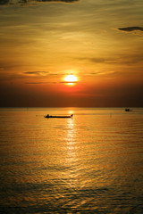 Fototapeta na wymiar Sunrise on the beach at Prachuap Khiri Khan Province, Thailand
