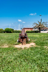 ancient cannons on the harbor of Porto Torres