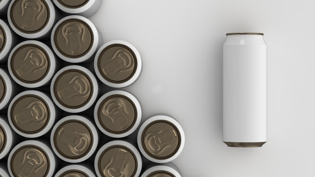 Big black soda cans on white background