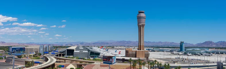 Deurstickers McCarran International Airport (LAS), located south of the Las Vegas strip, is the main airport in Nevada © yooranpark