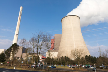 cooling tower with blue sky