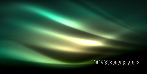 Neon glowing wave, magic energy and light motion background