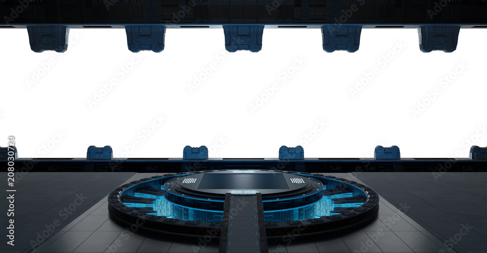 Poster llanding strip spaceship interior isolated on white background 3d rendering