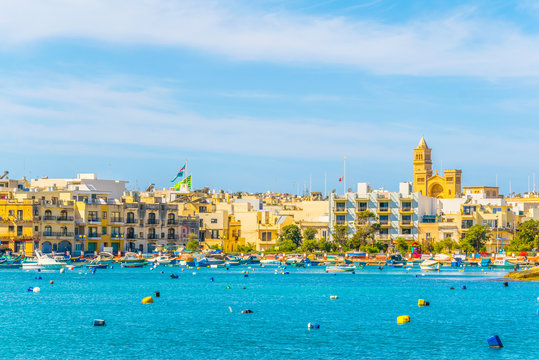Fishing boats moor in Birzebbuga, Malta