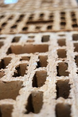Image of a wall made of lightweight honeycomb brick.