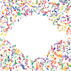 Musical Signs. Modern Background with Notes. Vector Element for Musical Poster, Banner, Advertising, Card. Minimalistic Simple Background.