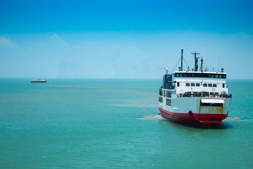 Fototapeta premium Ferry boat crossing in Sea.