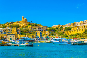 Seaside view of Mgarr on Gozo island, Malta