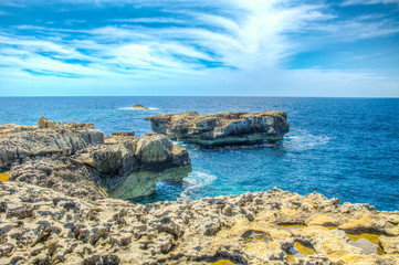 View of rugged seacoast near Dwejra point, Gozo, Malta