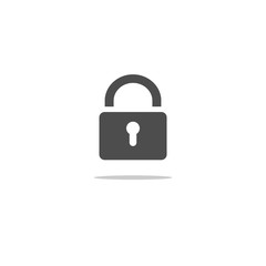Simple flat black closed lock icon illustration