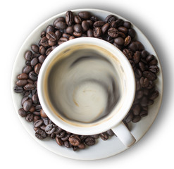 coffee cup on table top