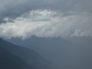 mountains of south tyrol bad weather fog clouds italy europe