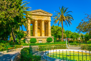 View of an antique pavillion in the Lower barrakka gardens in Valletta, Malta
