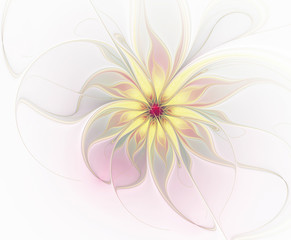 Fractal flower in pastel colors on a white background