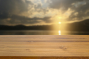 Fototapeta na wymiar Empty wood table top isolated on white background
