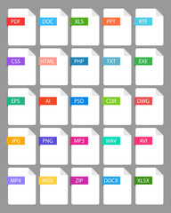 file extension - set color icon. Vector eps 10
