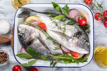 Raw dorado fish or  Sea bream
