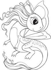 Cute Butterfly Dragon Vector Illustration Art