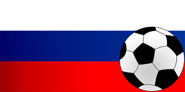 Russian flag with football suitable for banner or background.