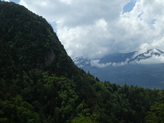Obraz premium mountains of south tyrol bad weather fog clouds italy europe