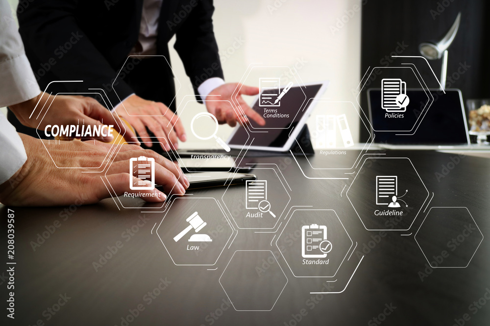 Poster co working team meeting concept,businessman using smart phone and digital tablet and laptop computer