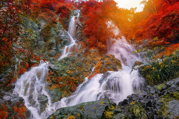Waterfall in deep rain forest jungle (Krok E Dok Waterfall Saraburi) Thailand