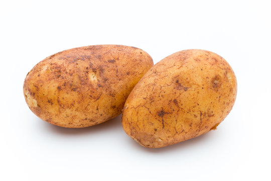 A bio russet potato isolated white background.