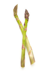 Fresh green asparagus on white background.
