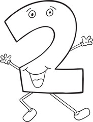 Cute Happy Number Two Vector Illustration Art