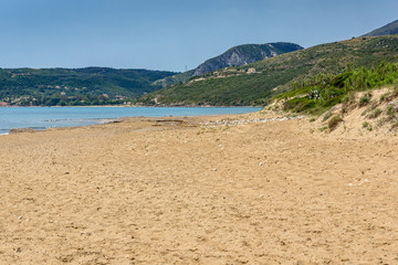 Panorama of Kaminia beach in Kefalonia, Ionian Islands, Greece