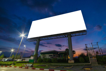 billboard or advertising poster on highway in twilight time for advertisement concept background