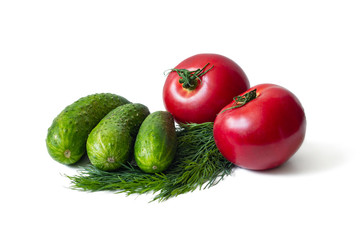 Fresh dill, tomatoes and cucumbers