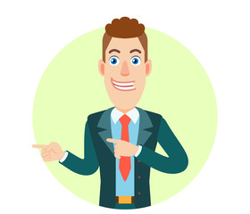 Businessman pointing something beside of him
