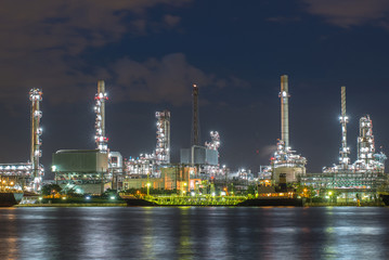 Oil refinery factory at twilight Bangkok Thailand