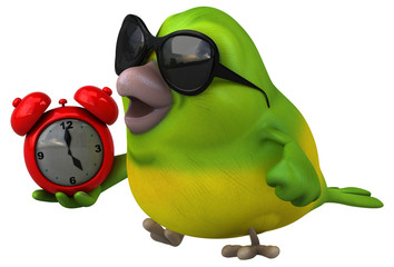 Fun green bird - 3D Illustration