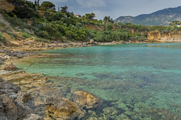 Fototapeta na wymiar Amazing panorama of Pesada beach, Kefalonia, Ionian islands, Greece