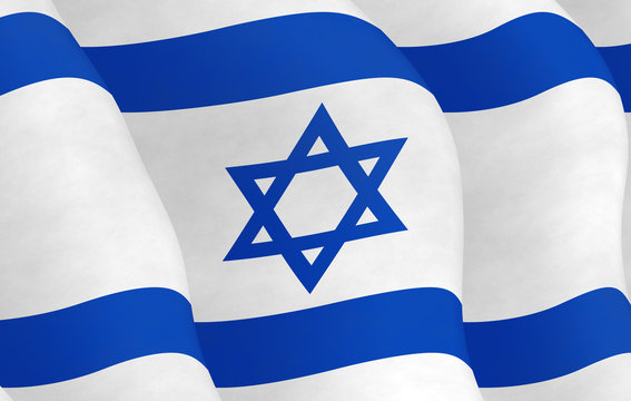 Illustration of a flying Israeli Flag