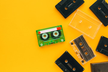Top view of audio cassettes