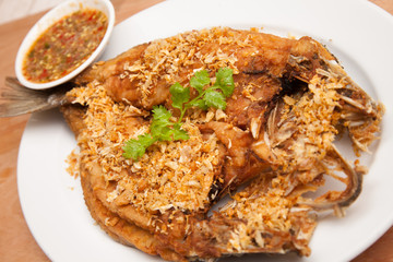Fried fish with garlic - Pla Tod