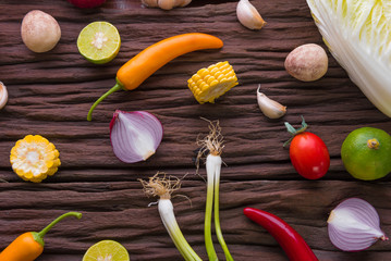 Fototapeta na wymiar Colorful fruits and vegetables background