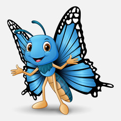 Cute butterfly cartoon on white background - 208045715