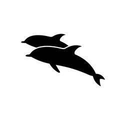 Two jumping short-beaked common dolphins icon