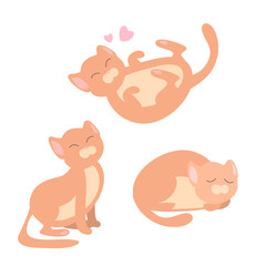 Obraz na płótnie Canvas Vector collection of illustration of cute cat in various poses on white background. Flat style design for greeting card, poster, web, site, banner, sticker