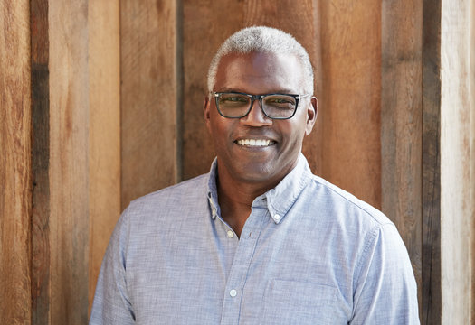 Closeup portrait of African American Senior man smiling