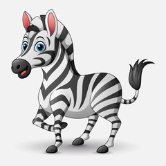 Plakat Cute cartoon zebra on white background