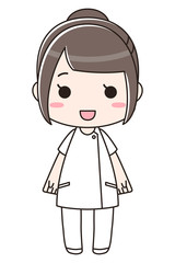 白衣の女性　全身　正面