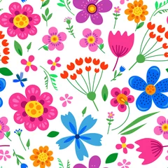 Behang Bloemenmotief Geweldig bloemen vector naadloos patroon