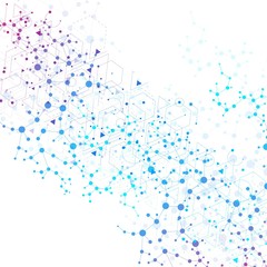 Structure molecule and communication. Dna, atom, neurons. Abstract polygonal structure with connecting dots and lines. Medical, technology, chemistry, science background. Vector illustration.
