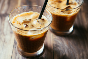 Glasses of iced coffee latte